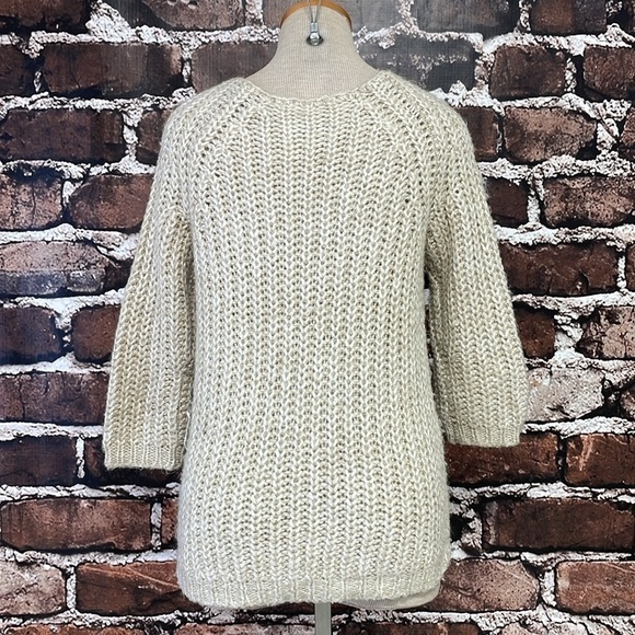 Anthropologie Knitted & Knotted Sweater Women's S Small Cream Gold Knit Pullover - Picture 10 of 13